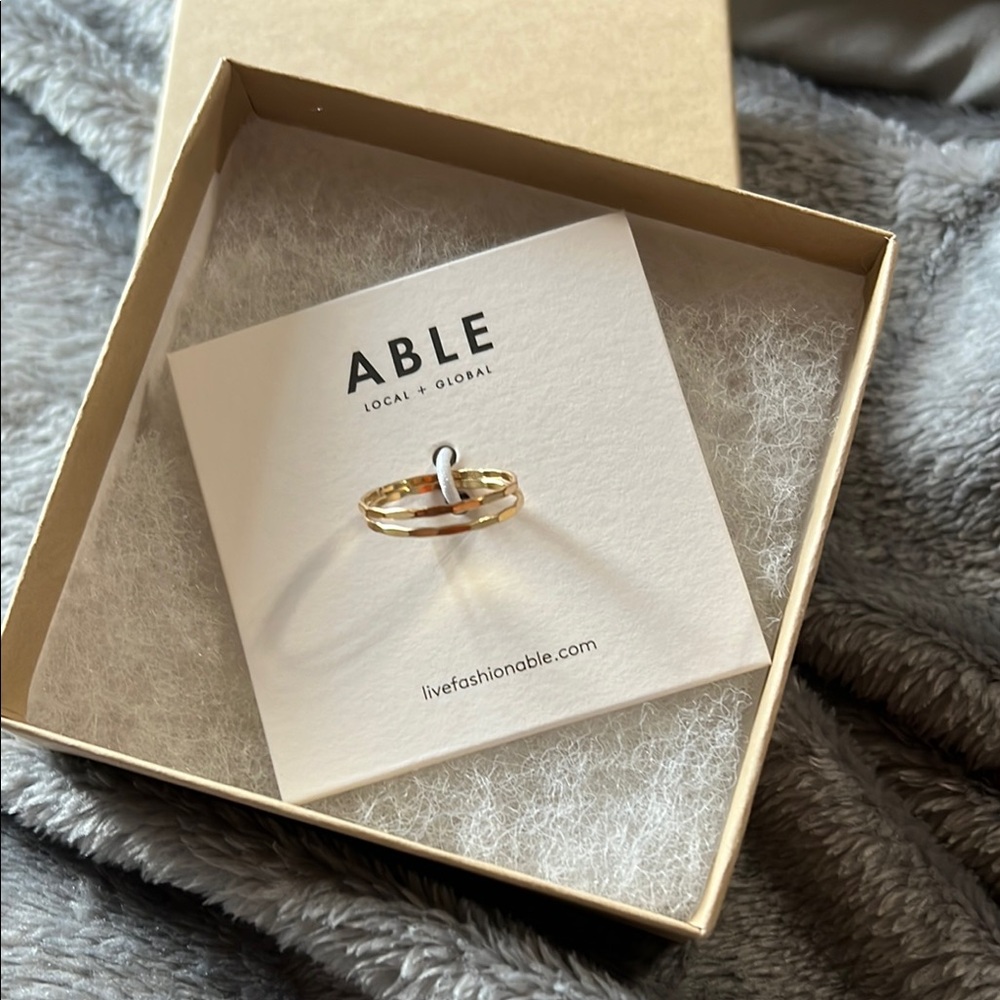 Able Gold Minimalist Hammered Ring - 2 rings - size 8